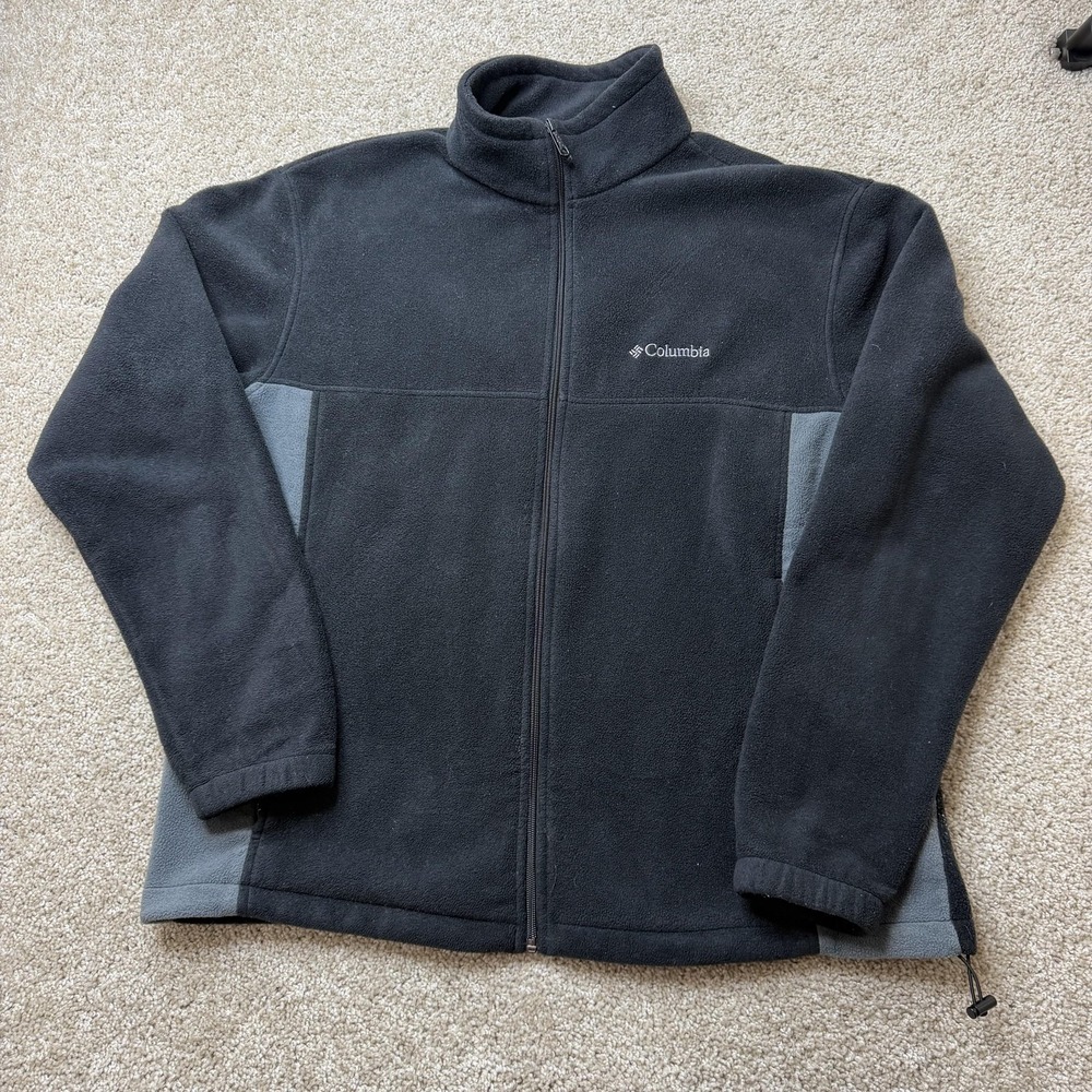 Columbia Jacket Mens XL Black Fleece Full Zip Stand Collar Warm Outdoor